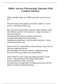 NR565- Advance Pharmacology Questions With Complete Solutions