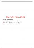 NRNP 6531 Final Exam &lpar;7 Versions&comma; 700 Q & A&comma; Latest-2022&sol;2023&rpar; &sol; NRNP 6531N Final Exam &sol; NRNP6531 Final Exam &sol; NRNP-6531N Final Exam&colon; Walden University &vert; 100&percnt; Verified Q & A &vert;