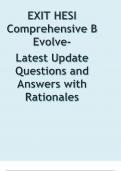 EXIT HESI Comprehensive B Evolve- Latest Update 2023/2024  Questions and Answers with Rationales