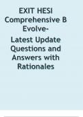 EXIT HESI Comprehensive B Evolve- Latest Update 2023&sol;2024  Questions and Answers with Rationales