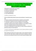 Introduction to Professional Nursing Exam Questions & Answers  100&percnt; VERIFIED SOLUTIONS 2023&sol;2024