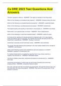Ca DRE 2023 Test Questions And Answers
