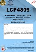 LCP4809 Assignment 1 (COMPLETE ANSWERS) Semester 1 2024 - DUE  April 2024 