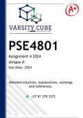 PSE4801 Assignment 4 &lpar;DETAILED ANSWERS&rpar; 2024 - DISTINCTION GUARANTEED 