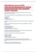 WGU Master's Course C795 - Cybersecurity Management II Tactical EXAM QUESTIONS AND ANSWERS LATEST |AGRADE