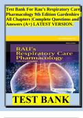 Test Bank For Rau’s Respiratory Care Pharmacology 9th Edition Gardenhire | All Chapters |Complete Questions and Answers (A+) LATEST VERSION.
