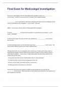 Final Exam for Medicolegal Investigation questions and 100&percnt; correct answers 