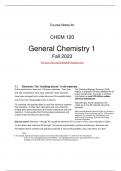  Course Notes for  CHEM 120 General Chemistry 1  Fall 2023 