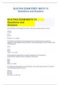 NLN PAX EXAM MATH 74 Questions and Answers	