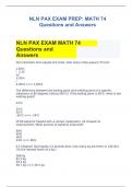 NLN PAX EXAM MATH 74 Questions and Answers&Tab;