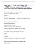Agile Safe 5.1 Final Exam Units 1-5 LATEST Versions Questions AND Answers  2023-2024| Real Exam Questions AND Answers