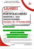 LJU4801 PORTFOLIO MEMO - OCT./NOV. 2023 - SEMESTER 2 - UNISA - DUE 25 OCTOBER 2023 - DETAILED ANSWERS WITH FOOTNOTES & BIBLIOGRAPHY- DISTINCTION GUARANTEED! 