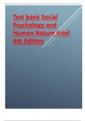Test bank for Social Psychology and Human Nature Brief 4th Edition 2024 latest update with verified questions and answers graded A+