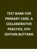  Test Bank for Primary Care A Collaborative Practice 6th Edition 2024 latest revised update by  Buttaro, complete chapters graded A+
