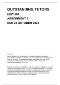 EUP1501 Assignment 6 due 25 October 2023