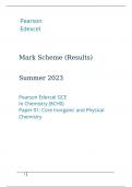 Pearson Edexcel GCE In Chemistry (8CH0) Paper 01 Core Inorganic and Physical Chemistry Mark Scheme June 2023
