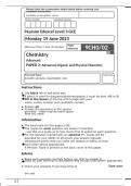 Pearson Edexcel GCE In Chemistry (9CH0) Paper 02 Advanced Organic and Physical Chemistry June 2023