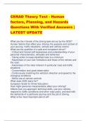 CERAD Theory Test - Human  factors&comma; Planning&comma; and Hazards Questions With Verified Answers &vert;  LATEST UPDATE