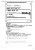 Pearson Edexcel Level 3 GCE Chemistry Advanced Subsidiary PAPER 1 Core Inorganic and Physical Chemistry june 2023