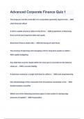 Advanced Corporate Finance Questions & Answers 2023&lpar;A&plus;GRADED 100&percnt;VERIFIED&rpar;