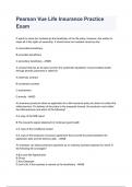 Pearson Vue Life Insurance Practice Exam graded  A&plus; 100&percnt; verified