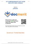 ATI COMPREHENSIVE EXIT EXAM 2023 WITH NGN &lpar;180Q&A&rpar; written by pdfseller Did you know a seller earn an average of &dollar;250 per month selling their study notes on Docmerit Scan the QR-code and learn how you can also turn your class notes&comma; study guides into real