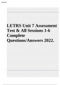 LETRS Unit 7 Assessment Test & All Sessions 1-6 Complete Questions/Answers 2022.