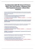 Fundamentals 2020 RN Virtual ATI Exam &vert; Basic Care and Comfort &vert; Questions and Well Explained Answers &vert; &lpar;Brand New Version&excl;&rpar;