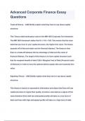 Advanced Corporate Finance Essay Questions & Answers 2023&lpar;  A&plus;GRADED 100&percnt;VERIFIED&rpar;