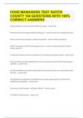 FOOD MANAGERS TEST SUFFIX COUNTY |194 QUESTIONS WITH 100% CORRECT ANSWERS|GUARANTEED SUCCESS