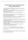 Customs Broker Exam April 2023 Questions With Complete Solutions