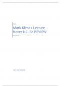 Mark Klimek Lecture Notes NCLEX REVIEW Study Guide | (GRADED A+) | BEST 2023 VERSION