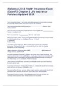Alabama Life & Health Insurance Exam (ExamFX Chapter 2 Life Insurance Policies) Updated 2024