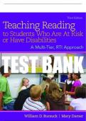 Test Bank For Teaching Reading to Students Who Are At Risk or Have Disabilities: A Multi-Tier, RTI Approach 3rd Edition All Chapters - 9780133488470