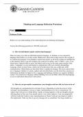 PHI 105 Topic 5 Assignment; Thinking and Language Reflection Worksheet