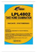 LPL4802 TAKE HOME EXAM DUE 27OCTOBER 2023