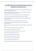 Certified Dental Assistant Exam practice questions and answers