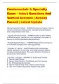 Fundamentals & Specialty  Exam &ndash; Intact Questions And  Verified Answers &vert; Already  Passed &vert; Latest Update