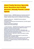 Intact Family Services Specialty  Exam Questions And Verified  Answers &vert; Already Passed &vert; Latest  Update