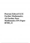 Pearson Edexcel GCE  Further Mathematics  AS Further Pure  Mathematics FP1 Paper  8FM0_21