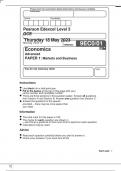 Pearson Edexcel GCE A Level In Economics A (9EC0) Paper 01 Market and Business Behaviour Question paper and Marking scheme June 2023 