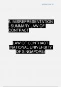 6. MISREPRESENTATION - SUMMARY LAW OF CONTRACT   LAW OF CONTRACT (NATIONAL UNIVERSITY OF SINGAPORE)