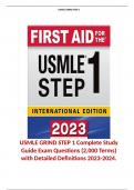 USMLE GRIND STEP 1 Complete Study Guide Exam Questions (2,000 Terms) with Detailed Definitions 2023-2024.