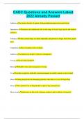 CADC Questions and Answers Latest 2022 Already Pas
