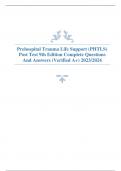 Prehospital Trauma Life Support (PHTLS) Post Test 9th Edition Complete Questions And Answers (Verified A+) 2023/2024