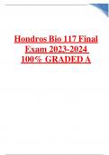 Hondros Bio 117 Final Exam 2023-2024 100% GRADED A+
