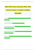 WGU D075 Exam Questions With 100&percnt; Correct Answers &vert; Verified &vert; Updated 2023&vert;2024