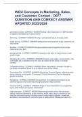 WGU Concepts in Marketing, Sales,  and Customer Contact - D077 QUESTION AND CORRECT ANSWER  APDATED 2023/2024