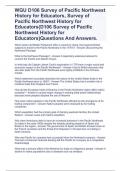 WGU D106 Survey of Pacific Northwest History for Educators, Survey of Pacific Northwest History for