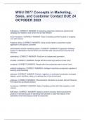 WGU D077 Concepts in Marketing,  Sales, and Customer Contact DUE 24  OCTOBER 2023